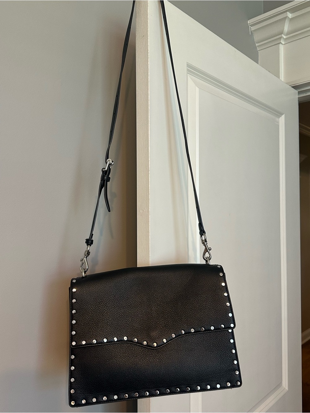 Rebecca Minkoff Black Leather Studded Shoulder Bag